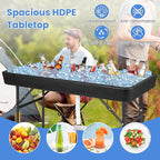 Giantex 4 FT Folding Ice Cooler Table with Drain & Bucket, Removable Skirt, No Assembly, Portable Fill and Chill Table for Food Drink Beverage, Foldable Party Ice Bin for Camping BBQ, Black