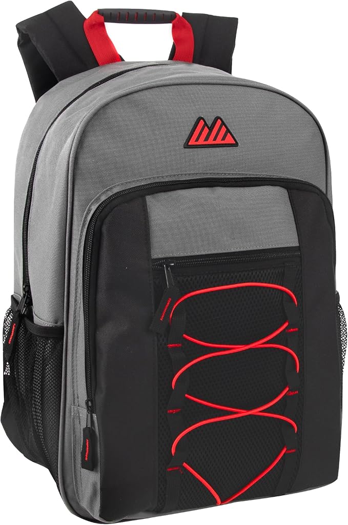 Trail maker (24 Pack) 18 Inch Heavy Duty Bulk Dual Compartment Bungee Backpacks for College, Homeless, Men, Women (Dark Colors Pack)