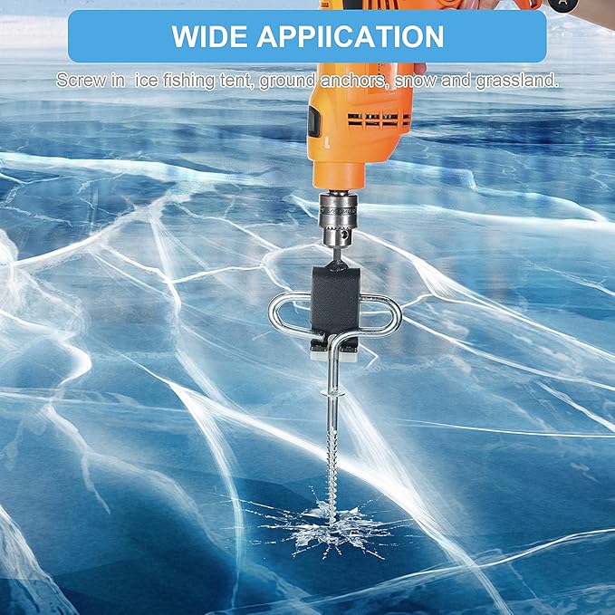 Hotop Universal ice Anchor Drill Adapter Tool ice Fishing Auger Anchor Drill bit Adapter Stake Heavy Duty Ground for Insert Sewing Tent Accessories