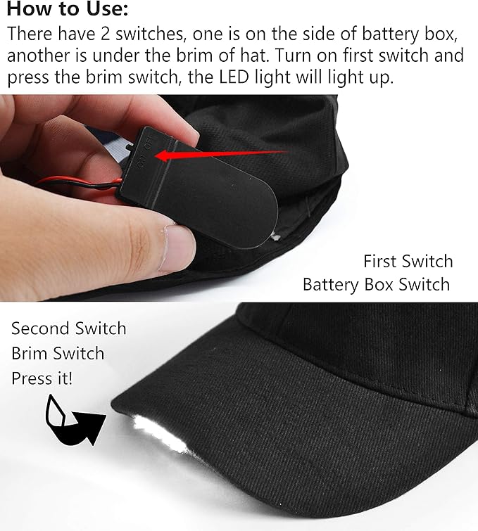 Hands Free Rechargeable LED Baseball Cap Hat for Outdoor Hip Hop Party Holiday
