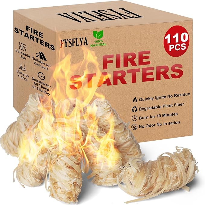 110PCS Fire Starter-Natural Fire Starters for Campfires, BBQ, Fireplaces, Barbecues, Chimneys, Fire Starters for Pizza Ovens, Fireplaces, Grills and Other Scenarios, Charcoal Starters