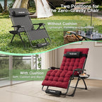 Amopatio Oversized Padded Zero Gravity Chair, XL 29In Reclining Camping Lounge Chair w/Removable Cushion&Headrest, Upgraded Lock and Footrest, Folding Patio Recliner for Indoor Outdoor, Red