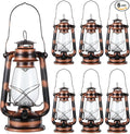 Hortsun 6 Pcs 12 Inch Vintage LED Hurricane Lantern Warm LEDs and Dimmer Switch Battery Operated Farmers Hanging Lantern for Indoor Outdoor Camping Usage Decor