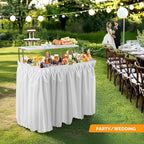 VINGLI Ice Table with Extra Storage Shelf, Portasble Cooler Side Table with Removable Skirt, Patio Table, Indoor & Outdoor Bar for Events, Parties and Camping