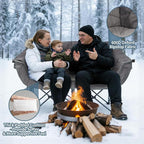 Oversized Double Camping Chair for Adults - Heavy Duty Folding Loveseat Support 700 lbs, Extra Wide 2 Person Camping Couch with Thick Padding, Cup Holders & Storage Bag, Grey
