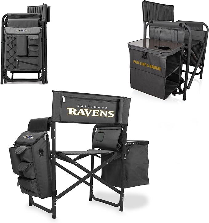Picnic TIME NFL Unisex-Adult NFL Fusion Camping Chair with Side Table and Soft Cooler, Beach Chair for Adults, Lawn Chair