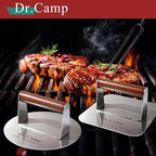 Smash Burger Press 7 Inch, Heavy Duty Stainless Steel Burger Press with Wood Handle, Flat Grill Press for Smash Burgers, Bacon, Griddle & BBQ (Round+Square)