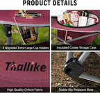 Portable Lightweight Folding Camping Table - Collapsible Foldable Picnic Camp Table with Cooler 4 Enlarged Upgraded Cup Holders and Carry Bag for Tailgating Beach BBQ RV Hiking Party Travel