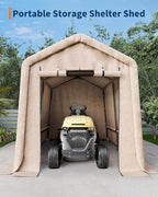 Outdoor Storage Building, 6x6 Heavy Duty Canopy Tent for Motorcycle, Waterproof Outdoor Canopy with Roll-Up Door, Portable Shed Storage Shelter for Firewood and Garden Tools, 6' x 6' - Gray