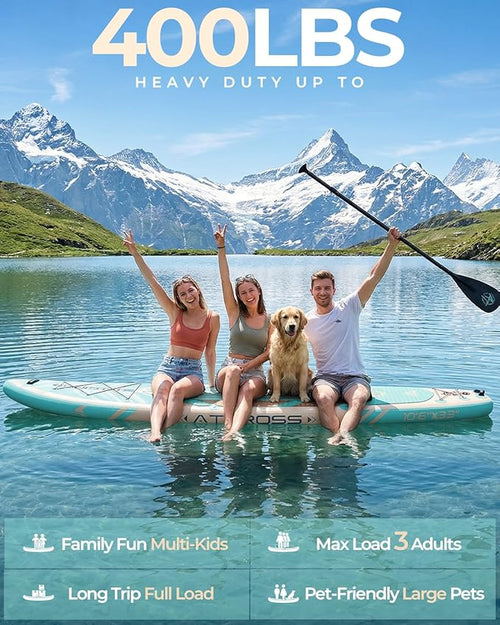 10'6''x33''Inflatable Stand Up Paddle Board, 400lbs Extra Wide Stand Up Paddleboard with Kayak Seat, Anti-Slip EVA Deck Premium SUP Accessories Kit, Non-Slip Stable Deck Boat for Yoga Fishing Surf