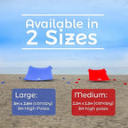 Red Suricata Family Beach Tent & Canopy, UPF50 Sun Shade, 4 Aluminum Poles, Sand Shovel, Large Portable Sun Shelter (Large, Orange)