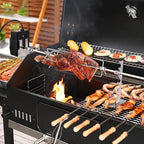 Dreyoo Universal Rotisserie Grill Kit, 360° Automatic Rotating Rotisserie Kit with 120V 4W Motor, 28'' Spit Rod, 2 x 4 Forks, Complete Holders and Fixing Screw for Backyard Camping Grills