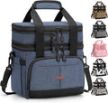 Lunch Box For Men Women Double Deck Insulated Lunch Bag For Men Woman Leakproof Expandable Cooler Bag with Adjustable Shoulder Strap for Work Picnic School(Blue,Medium)