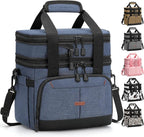 Lunch Box For Men Women Double Deck Insulated Lunch Bag For Men Woman Leakproof Expandable Cooler Bag with Adjustable Shoulder Strap for Work Picnic School(Blue,Medium)