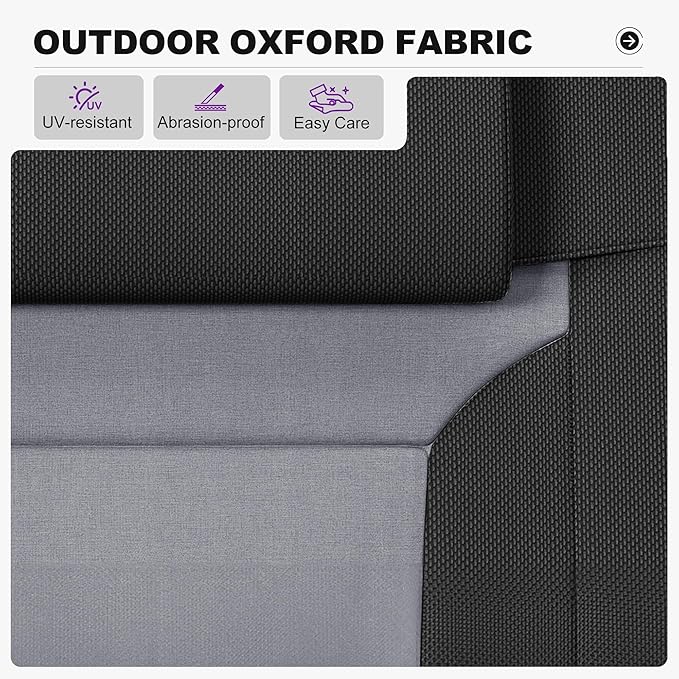 PURPLE LEAF Extra Wide Outdoor Reclining Chair Set of 2 Patio Zero Gravity Chaise Lounge Folding Chair with Quilted Cushion Adjustable Headrest for Lawn Camping Beach Pool Black and Grey
