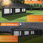 COBIZI 10x30 Pop Up Canopy Tent with Removable Sidewalls, Waterproof Portable Easy Up Canopy with Carry Bag, Instant Outdoor Shelter Tents for Parties, Events, Backyard Gatherings, Weddings, Black
