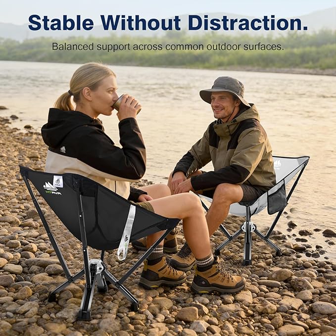 Utility-Grade Folding Chair — Stable One-Piece Structure, Authorized Folding Structure Patent, Balanced Aluminum Support, Compact & Portable Chair for Camping, Fishing & Everyday Outdoor Use