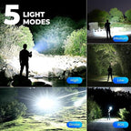 Flashlight Rechargeable LED High Lumens - 99,000 Lm Powerful Handheld Flash Light with 5 Modes, Bright Waterproof Torch for Camping Home (3 Packs)
