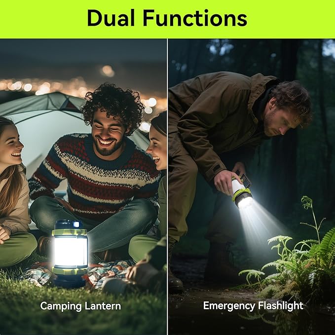 AlpsWolf Rechargeable Flashlight, 6 Modes Camping Flashlight LED Camping Lantern for Power Outage, Flashlight for Home, Emergency, Green