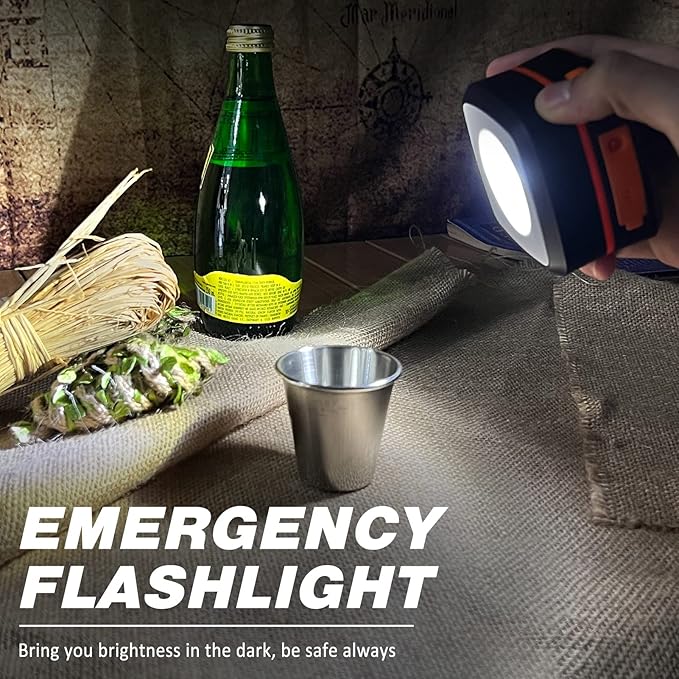 2-Pack Folding Solar Camping Lantern Flashlights, DIBMS Mini Collapsible USB Rechargeable Waterproof Hanging Light for Camping Hurricanes Emergency Power Outages Indoor Outdoor
