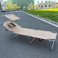 Portable Folding Bed for Adults with Neck Strap Metal Canvas Fold Up Bed with Sunshade Cots for Camping with Handles Load Bearing 160kg for Guest, Travel, Vacation, Camping(Brass)