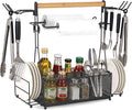 Grill Caddy Barbecue Tool Sets for Outdoor Grill, Picnic BBQ Caddy Picnic Utensil Condiment Organizer, BBQ Accessories Camping Gifts with Paper Towel Holders, Compartments & Hooks