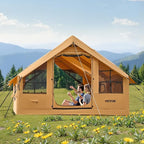 VEVOR Inflatable Tents for Camping, Easy Setup Blow up Tent with Hand Pump, 4 Season Glamping Tent with Stove Jack, Doors & Mesh Windows, Storage Bag Included for Easy Taking