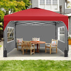 GDY 12x12FT Pop Up Canopy Tent with One Push Setup, Easy to Install with 4-Sidewalls for Events, Parties, Camping, Outdoor Gazebo with 4-Sandbags and Wheel Bag,Red.