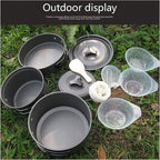 Camping Cookware Camping Pot Outdoor Cooking Set Mountaineering Backpacking Tableware Kit for Travel Hiking Picnic Black Picnic Utensils