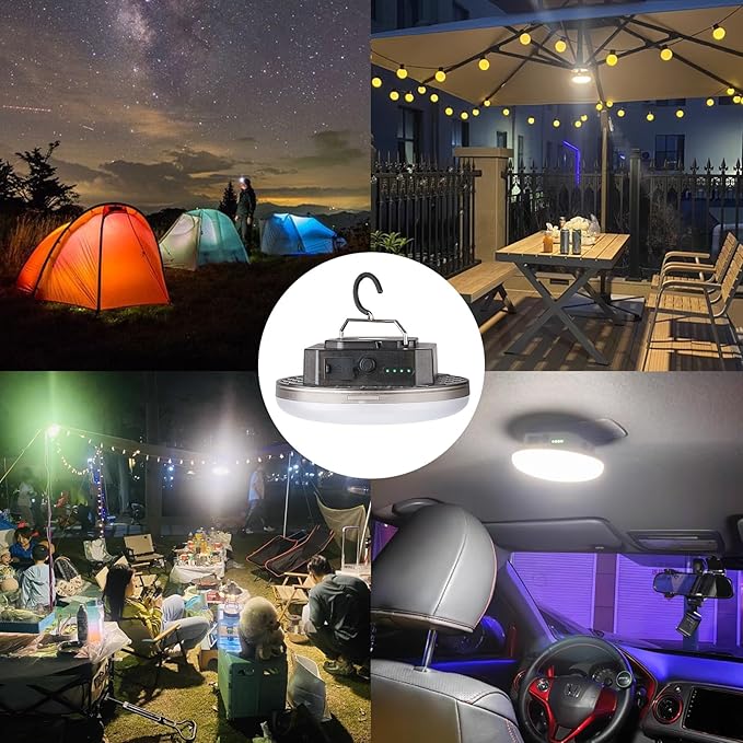 12000mAh 5000LM Camping Lights 3 Color Lighting Modes Bright Rechargeable LED Lamp 40W Hanging Tent Lights IPX5 Waterproof,Magnet,Power Failure Emergency Survival Kits & Christmas Day Gift