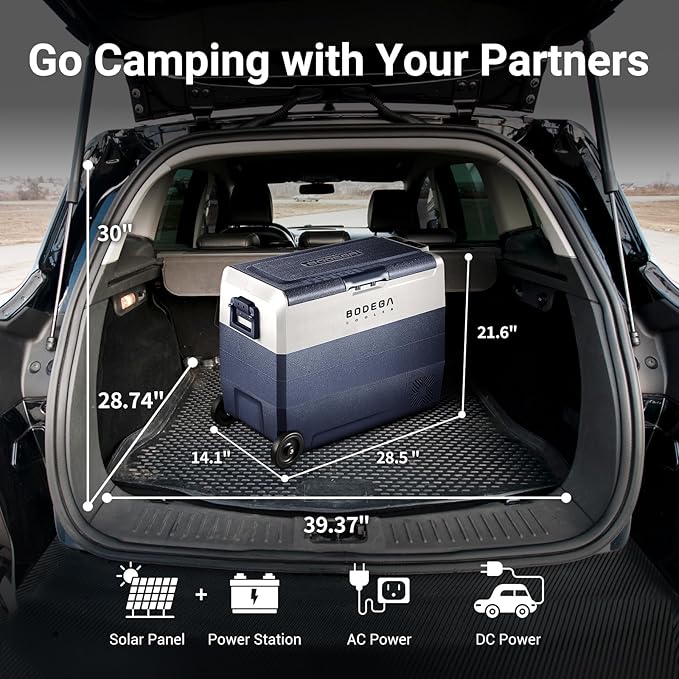 BODEGA BODEGACOOLER 12 Volt Car Refrigerator,64 Quart Portable Fridge Cooler APP Control,-4℉-68℉ 60L Dual Zone Car Freezer Cooler, 12/24V DC and 100-240V AC for Camping,Travel,RV,Boat,Van,Road Trip