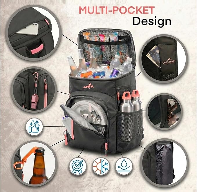 Cooler Backpack Insulated Waterproof 22 Hours Cold, Backpack Coolers Insulated Leak Proof Holds 56cans, Lightweight & Portable Ice Chest - Camping Beach, Ice Chest Cooler Leakproof