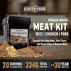 Ready Hour Freeze-Dried Meat Kit (20 Servings), Emergency Supply, Prepper Supply, Protein Source, Emergency Food, Prepper Survival Kit, Bulk Meat, Shelf-Stable, Long-Term Storage