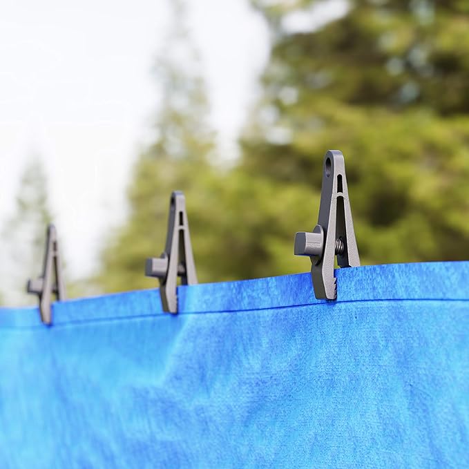 12 Pack - Tarp Clips Heavy Duty Lock Grip - Strong Clips - Superior Holding Power - Alligator Locking Clamp Design - Multipurpose, Tarp Tie Downs, Canvas, Shade Cloth, Tent, Banner, Awnings (12 Pack)