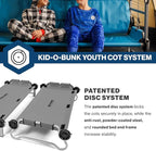 Disc-O-Bed Youth Double Cot Kid-O-Bunk, Modular for Bunk Beds, Dual Cots, or Bench with 2 Carry Bags for Portable Transport