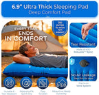 Premium Double Sleeping Pad for Camping - Camping Mattress 2 Person XL with Built-in Pump - 6.9" Thick Camping Bed for Adults - Indoor, Beach & Pool Use