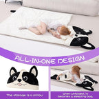 70" 4.2lbs Dog Thickened Kids Nap Mat for Preschool, Daycare,Kindergarten,Soft Washable for Boys and Girls, 2-in-1 Stuffed Animals Sleeping Bag and Pillow, Sleep Sack for Toddlers