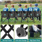 1MORE Soccer Bench - Portable Folding Team Bench, 6 Seats Foldable Sideline Benches, Soccer Chair with Bag & Backrest, Adult Team Chair for Football Camp Sport Events Outdoor Seating.Black