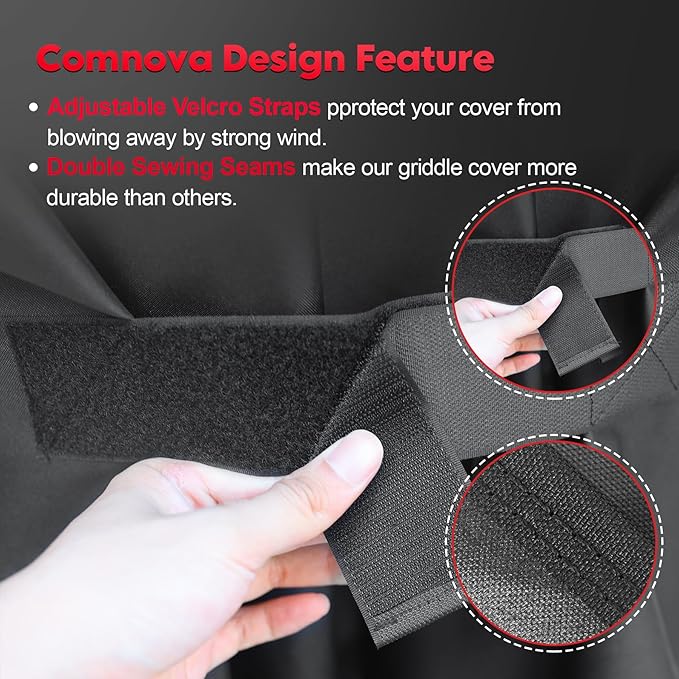 Comnova Griddle Cover for Camp Chef FTG600 - Premium 600D Outdoor Flat Top Grill Cover Heavy Duty & Waterproof for Camp Chef 4 Burner Griddle FTG600, FTG600P, and FTG600GL - 63.5 x 22 x 36 Inch