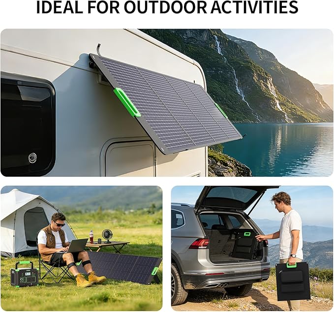 200W Portable Solar Panel Charger with 4 Kickstands, IP65 Waterproof Foldable Solar Charger Kit with DC XT60 & Anderson Outputs for Power Stations, Outdoor RV Camping, and Emergency Blackout