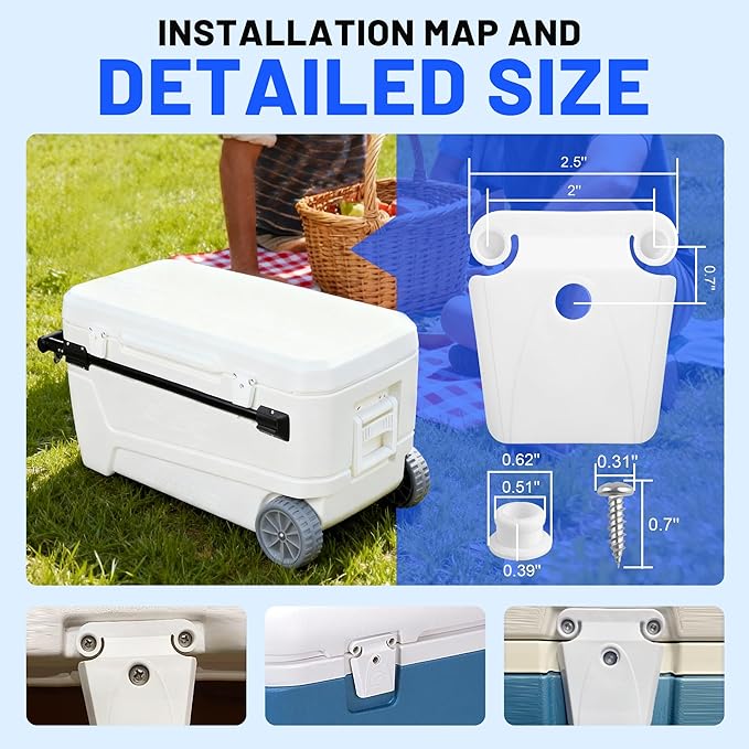 Cooler Latch Posts and Screws, High Strength Cooler Latch Replacement Parts - Latch Posts with Screws to Restore Ice Chest Seals and Enable Normal Cooler Operation.