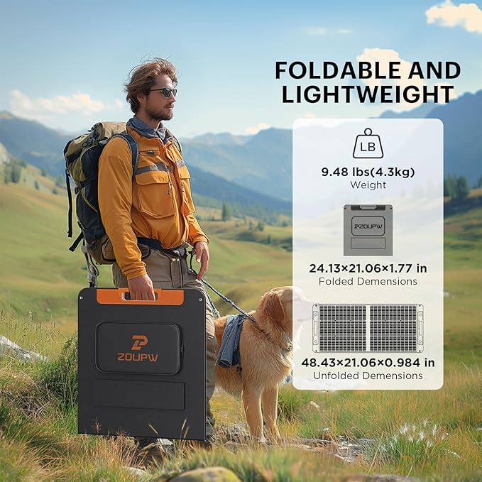 100W Portable Solar Panel with Solar Angle Guide,23.5% Efficiency Foldable Solar Charger for Jackery 300/Ecoflow River/Anker Solix,IP67 Waterproof Offgrid Power for Camping RV Battery Backup