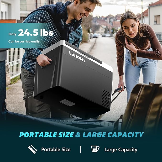 EUHOMY 12 Volt Refrigerator, 31QT(29L) Compressor Electric Cooler APP Control, Car Fridge -4℉~68℉, Portable Refrigerator 12/24V DC 100-240V AC, Portable Freezer for Camping, Travel, Boat