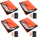 RedSwing 4 Pack Emergency Blankets, Waterproof Survival Thermal Tarp, Multipurpose Reflective Insulated All Weather Blankets for Camping Hiking, Orange