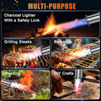 Adjustable Propane Torch Gun – High-Temperature Flame Thrower for Soldering, Welding, Gardening, and Outdoor Cooking – Detachable Design, Easy to Use and Portable (Silver Gold)