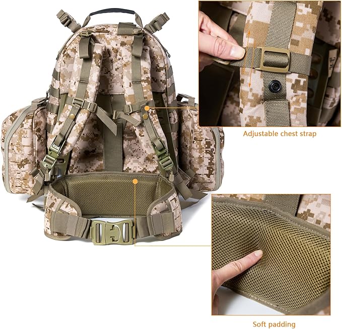 MT Military MOLLE 2 Medium Rucksack, Army Tactical Large Backpack, 3 Days Assault Pack