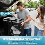 Kndko 12 Volt Car Refrigerator, 42 Quart Dual-Zone Portable Electric Cooler, Large Car Fridge 12V/24V DC/100-240V AC, -4℉~68℉, 12v Cooler with Wheels & Baskets for Road Trip, Truck, Camping