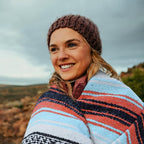 Authentic Extra Large Mexican Blanket - 70"x50" Handwoven Yoga, Serape, Artisanal Falsa, Beach, Camping, Picnic, Outdoor Blanket (Mint Orange)