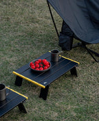 iClimb Ultralight Compact Mini Beach Picnic Folding Alu. Table with Carry Bag, Two Size (Black - L)