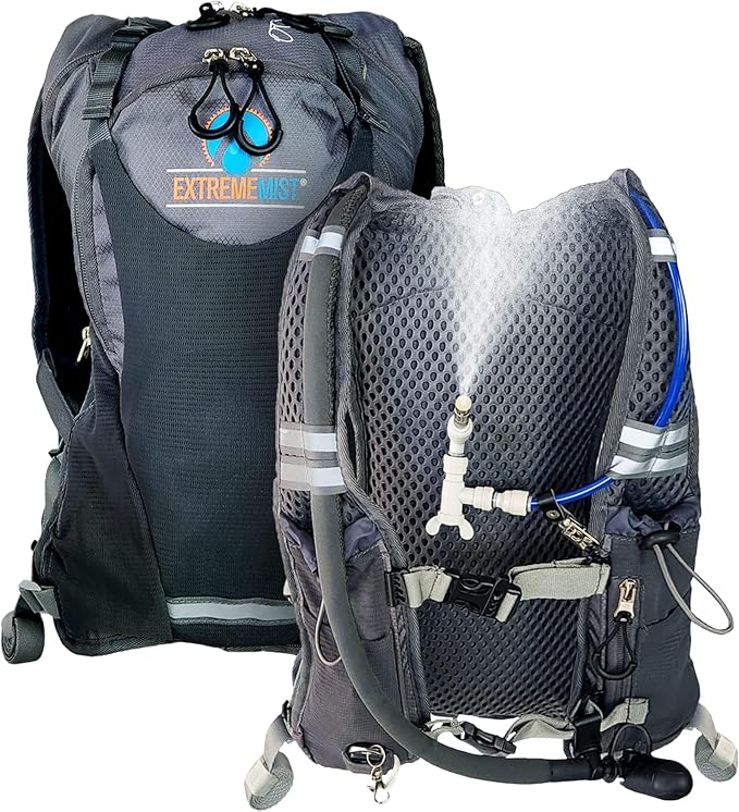 Misting & Hydration Backpack – Built in Mister & Drinking Back Pack | 2L Reservoir | Keep Cool & Hydrated for Hiking, Walking, Cycling, Running, Climbing, & Biking - Cools The air up to 30°F (SM-XL)